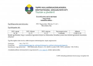 Nagyszénás 2025. I. negyedév ügyfél.fog.rendje