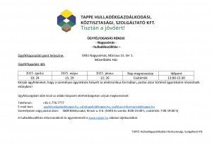 Nagyszénás 2025. II. negyedév ügyfél.fog.rendje
