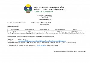 Nagyszénás 2026. IV. negyedév ügyfél.fog.rendje