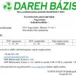 DAREH  – III.negyedév ügyfélfogadás rendje