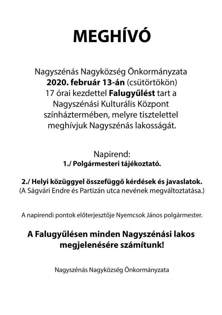 felugyűléás meghívó