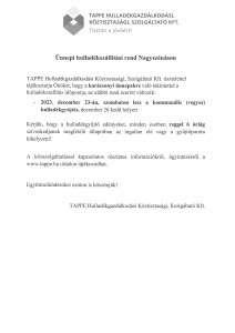 Ünnepi hulladékszállítás 2023
