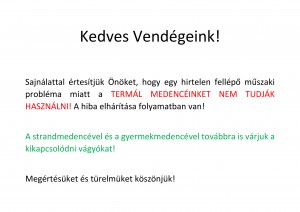 Nagyszénási Parkfürdő tájékoztatás