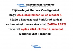 Parkfürdő őszi karbantartás