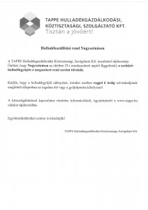 Ünnepi hulladékszállítási rend