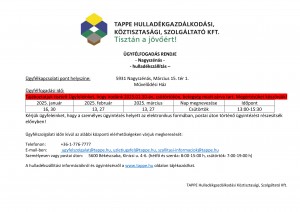 Hulladékszállítás ügyfélfogadás elmaradása
