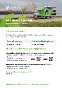 OTP Mozgó Bankfiók menetrend változás