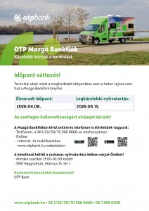 OTP Mozgó bankfiók időpontváltozás