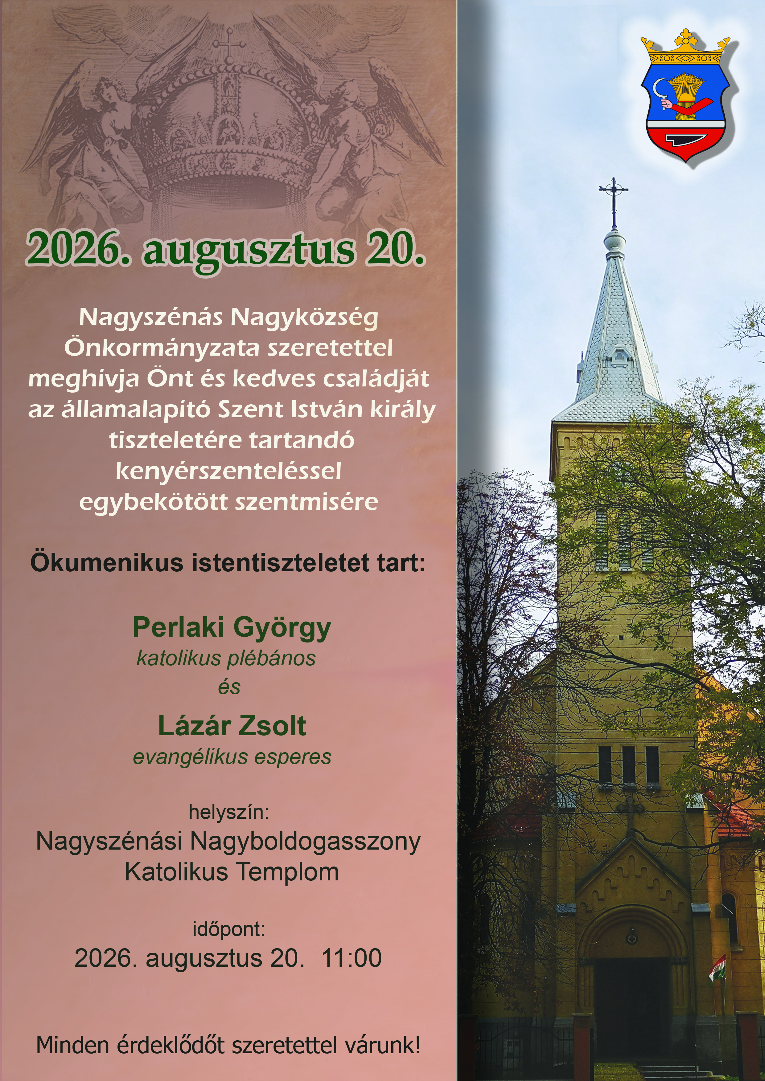Ökumenikus istentisztelet augusztus 20-án